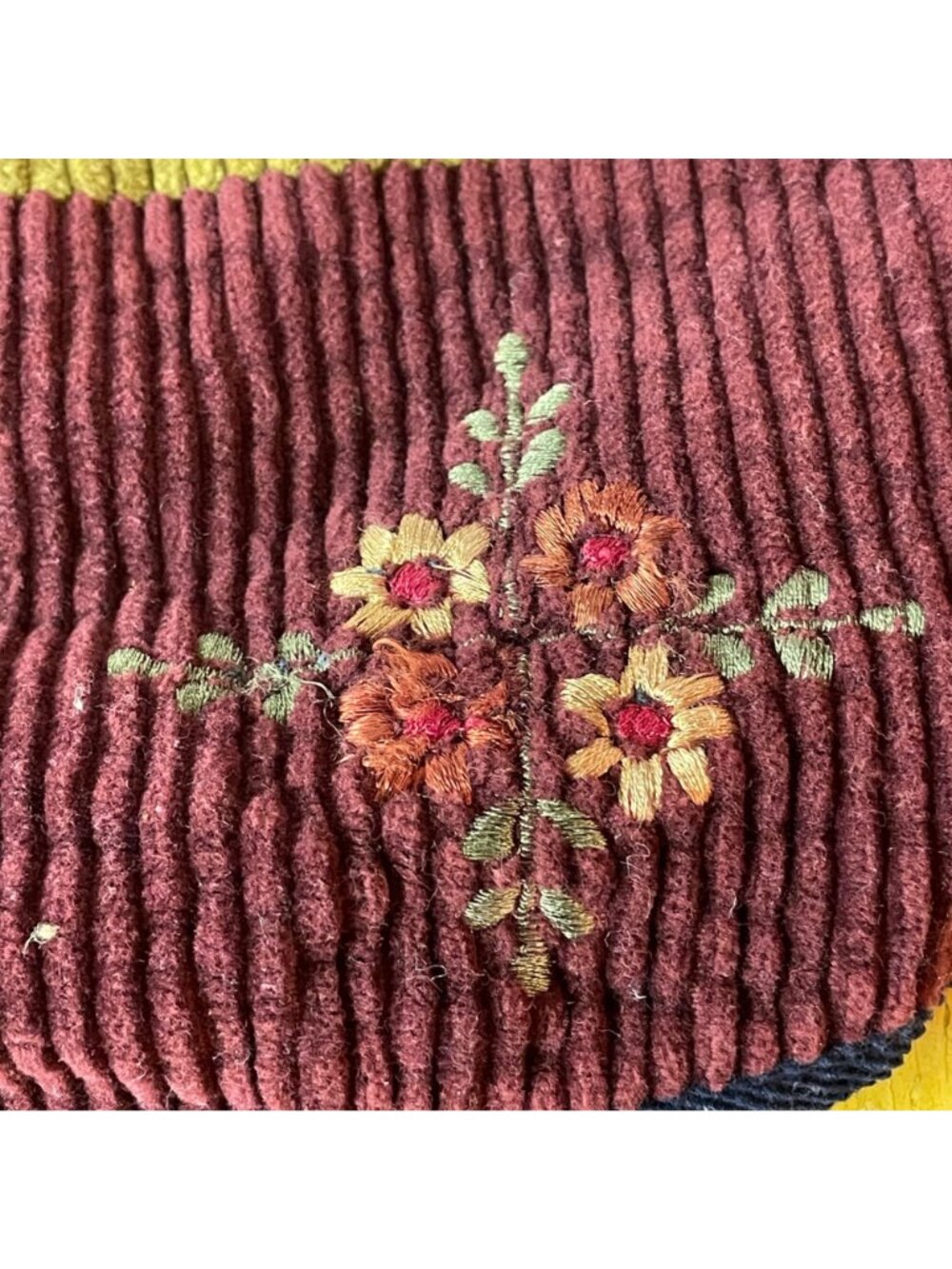 Tantrums Vintage Y2K Velvet Corduroy Floral Embroidered Patchwork Vest Sz LG - Picture 5 of 6